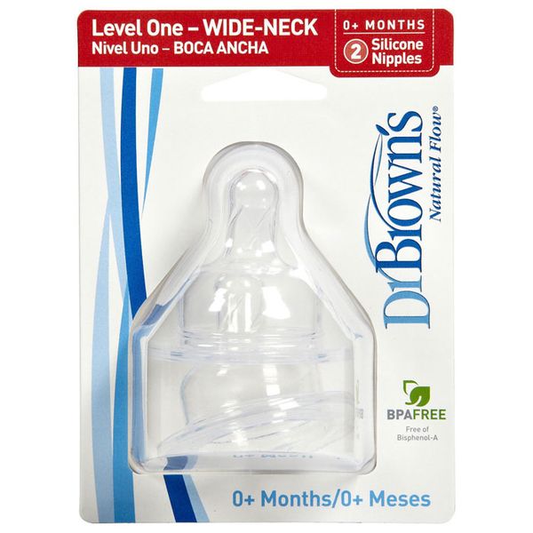 Dr. Brown's Level-1 Wide Neck Nipple, 2-Pack