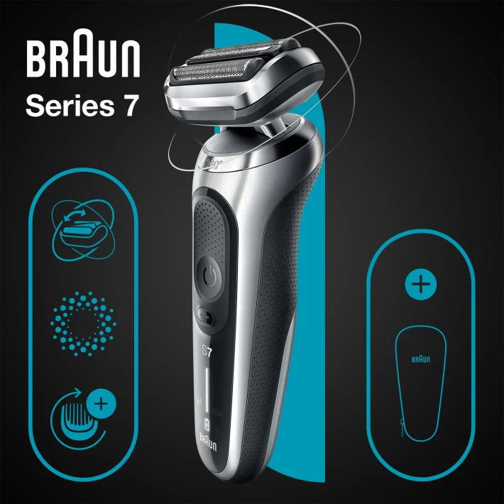 Braun Series 7, Wet & Dry Shaver with Travel Case, Silver