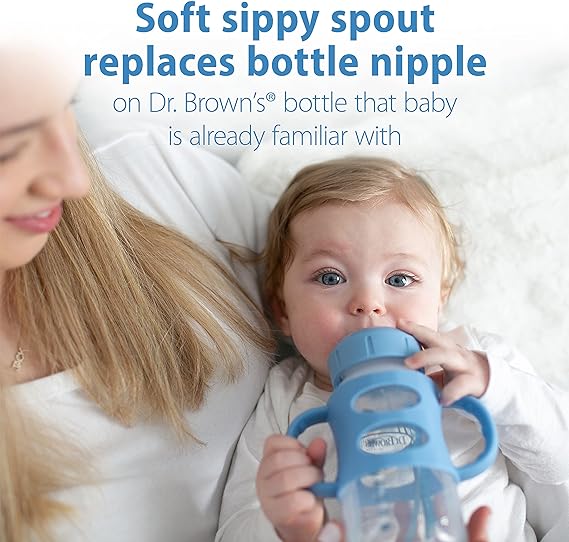 Dr. Brown's Sippy Spout Baby Bottle with 100% Silicone Handle 9 Ounce