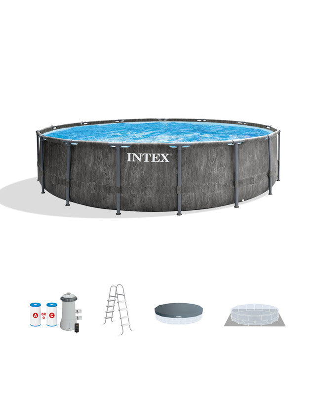 Intex Prism Frame Set above-ground pool Greywood - round 4.57 x H1.22 m