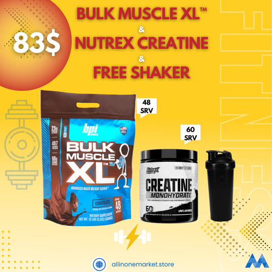 BPi Bulk Muscle XL™ - Advanced Mass Weight Gainer +Nutrex Creatine + Shaker Free