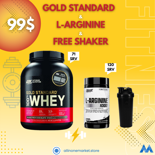 Optimum Nutrition Gold Standard 100% +Nutrex L-Arginine + Shaker Free