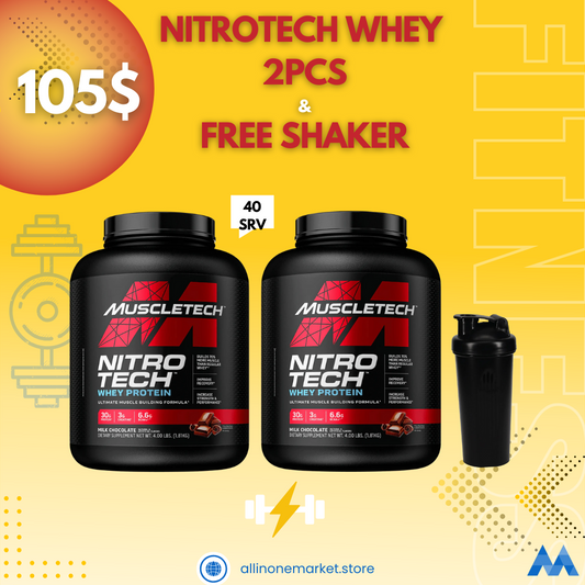 MuscleTech Nitrotech Whey Protein 2Pcs + Shaker Free