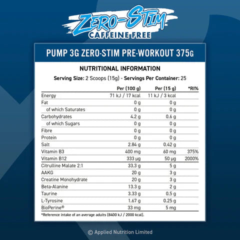 Applied Nutrition PUMP 3G ZERO STIM