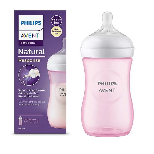 Avent Natural Response PP Pink Baby Bottle 1m+ 260ml