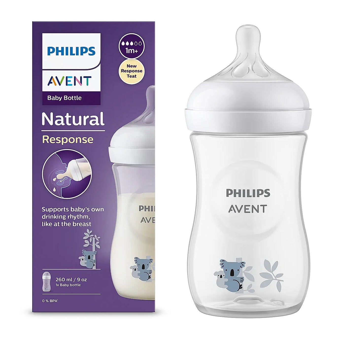 Avent Natural Feeding Bottle with Responsive Koala 260 ml