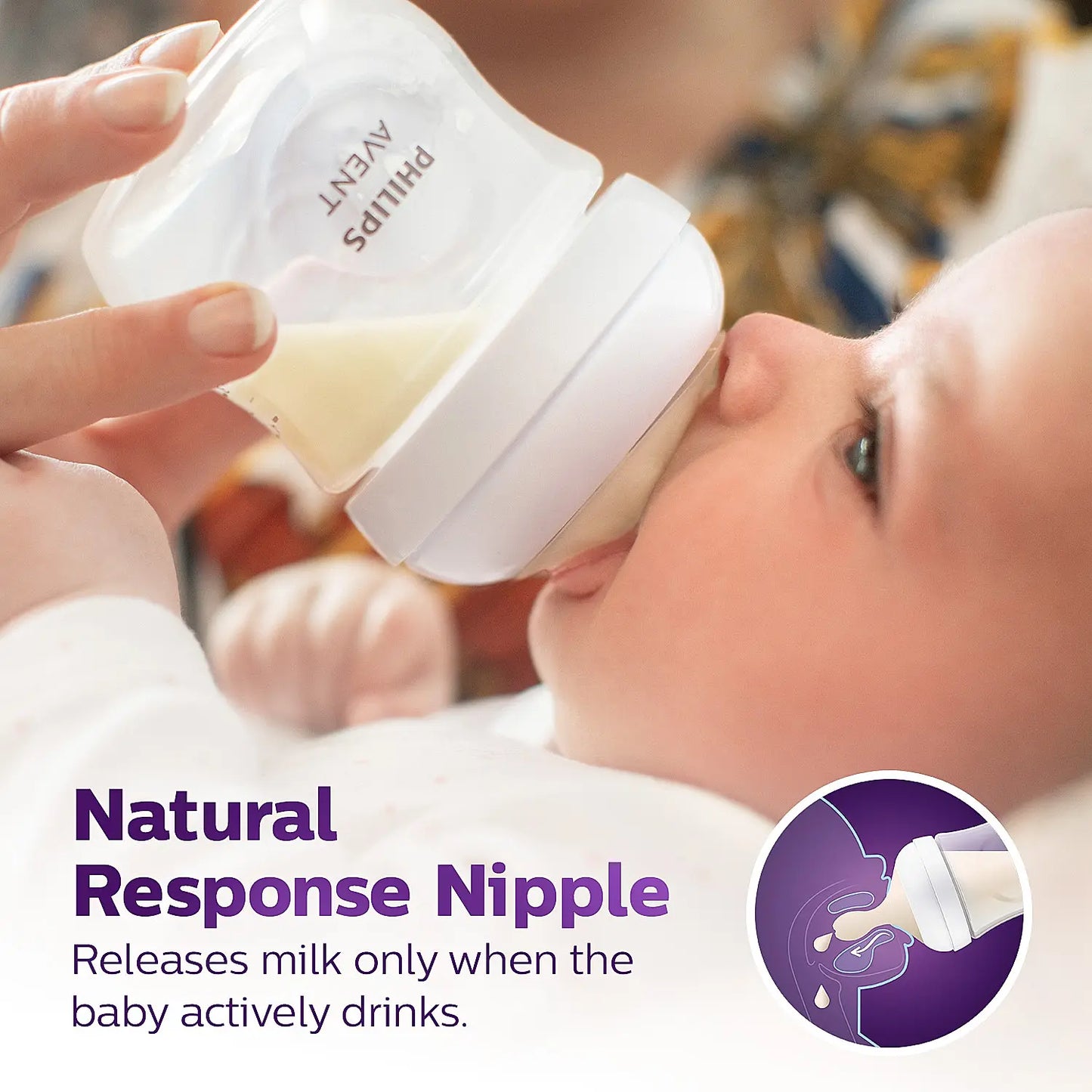 Avent Natural Response Nipple Slow Flow 3 Holes 1m+