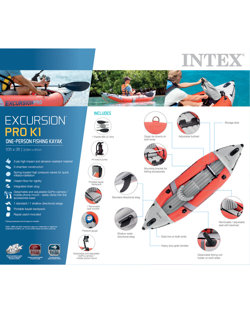 Intex Excursion™ Pro K1 Inflatable Kayak - 1 Person