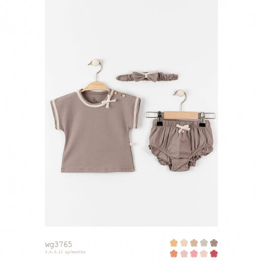 WOGİ Girl 3-6 Months  3 Piece Basic T-shirt Set