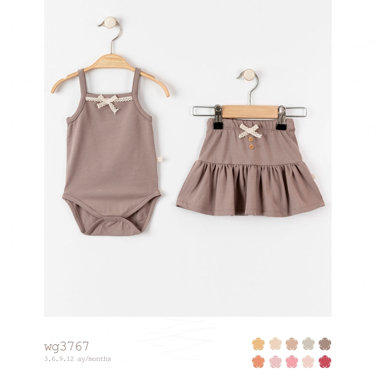 WOGİ Girl 9-12 Months Basic 2 Piece Body Set