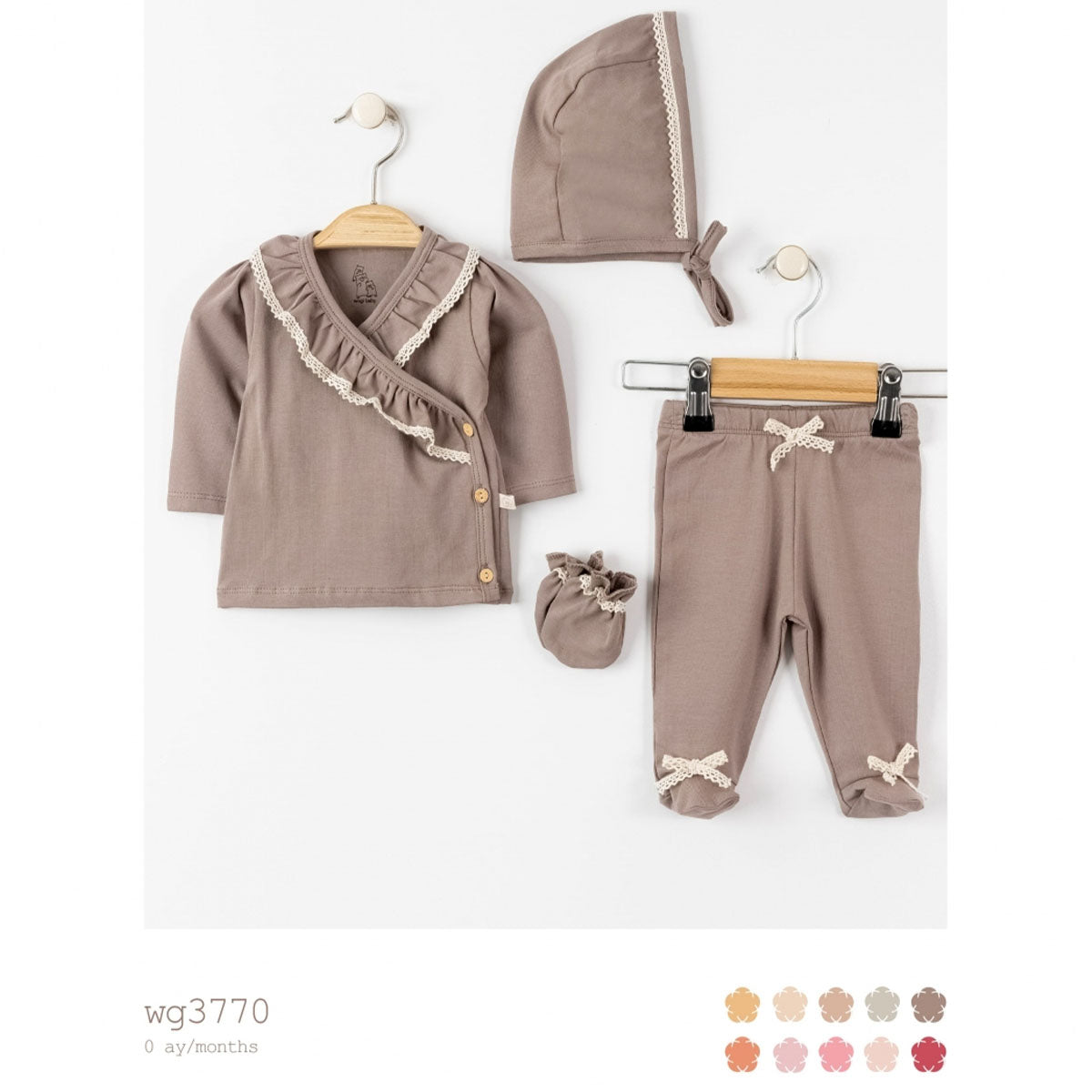 WOGİ Girl 0-3 Months Basic 4 Piece Set