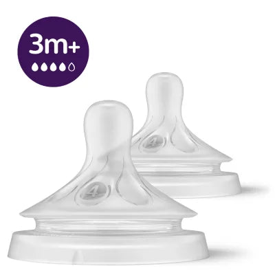 Avent Natural Response Nipple Medium Flow 4 Holes 3m+