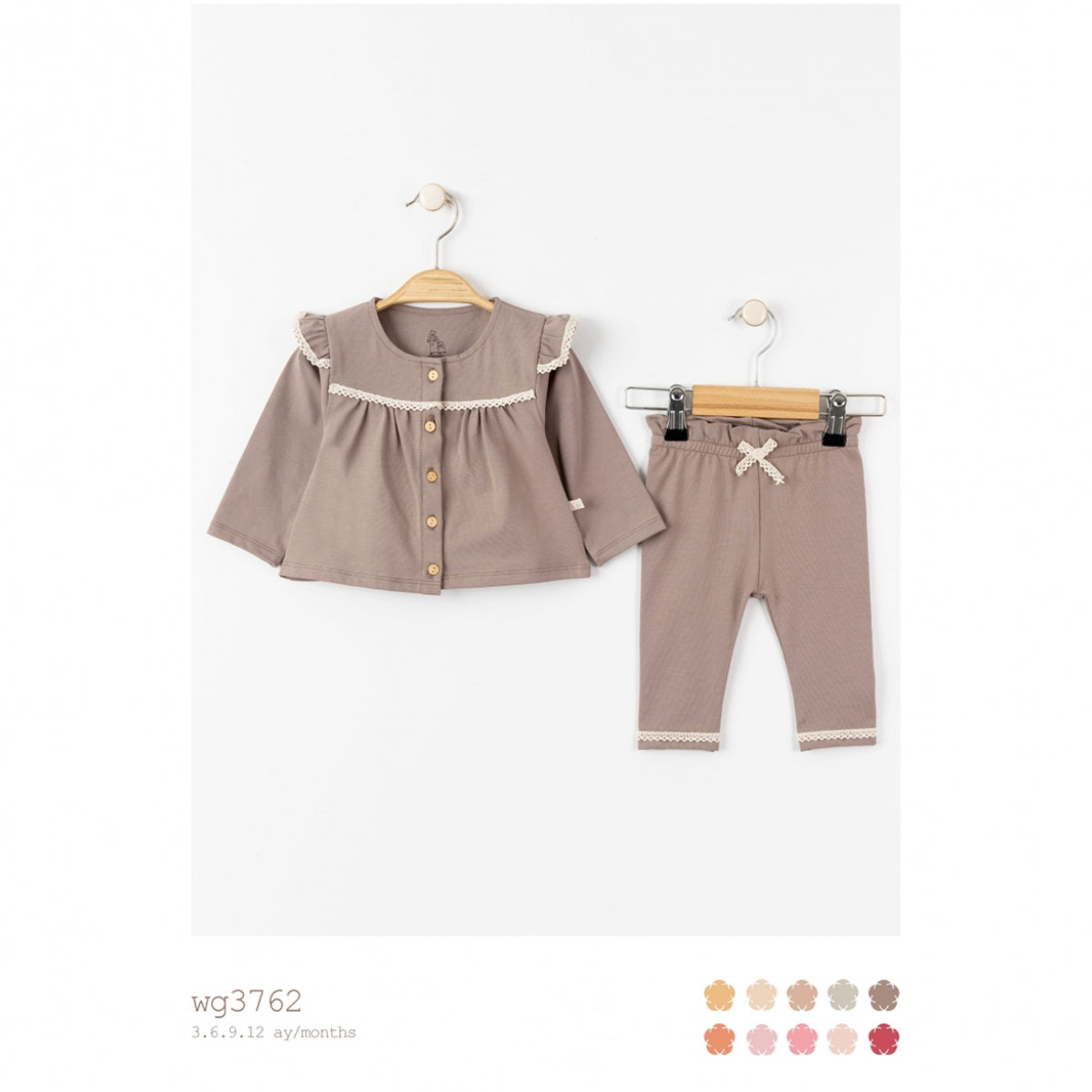 WOGİ Girl 3-6 Months Basic 2 Piece Cardigan Set