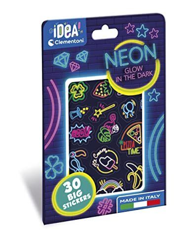 Clementoni - Idea-Neon Fluorescent Stickers