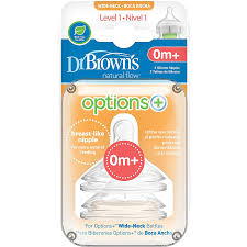 Dr. Brown's: Level 1 Wide-Neck Silicone Nipple, 2-Pack. 0m+