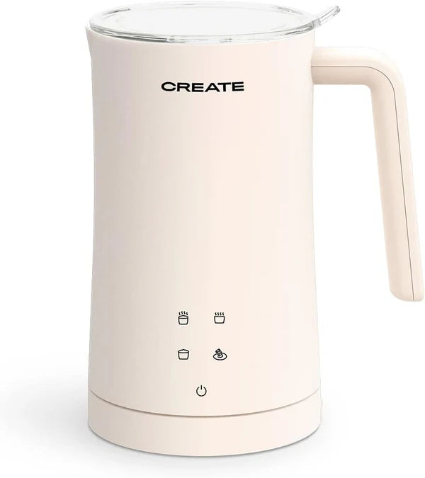 CREATE Beige Milk Frother, Steamer for Hot and Cold Milk