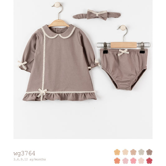 WOGİ Girl 9-12 Months Basic 3 Piece Dress Set