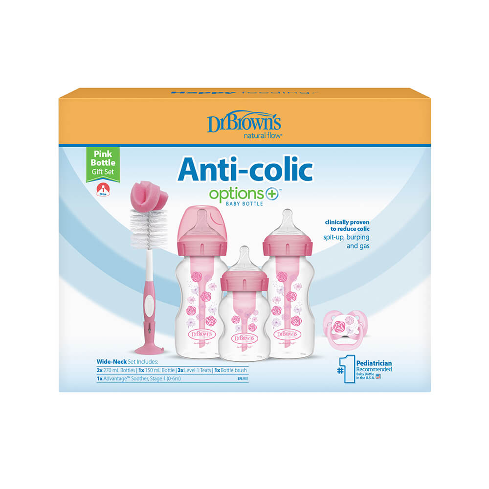Dr. Brown's Options+ Anti-colic Bottle Gift Set | Wide neck flask