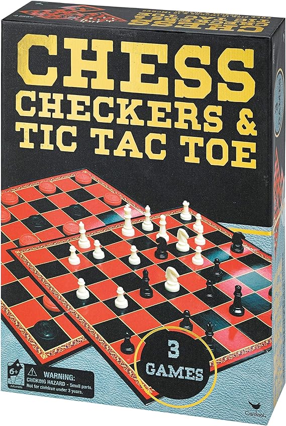 Cardinal Classic Chess Checkers and Tic-Tac-Toe Set