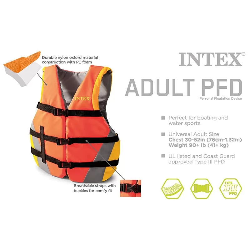 Intex Adult Life Vest – Fits 76-132Cm Chest