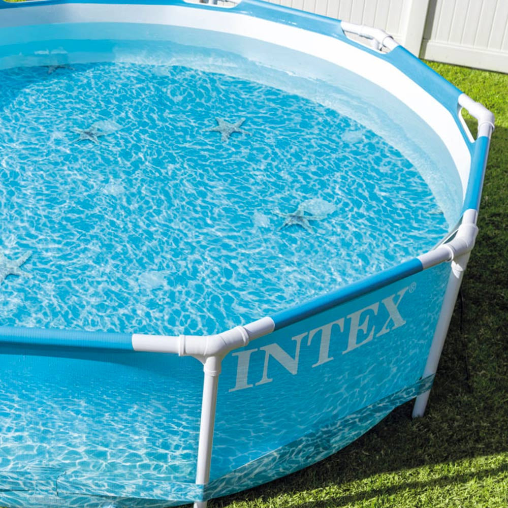 Intex Beachside Metal Frame Round Above Ground Pool with Filter Pump