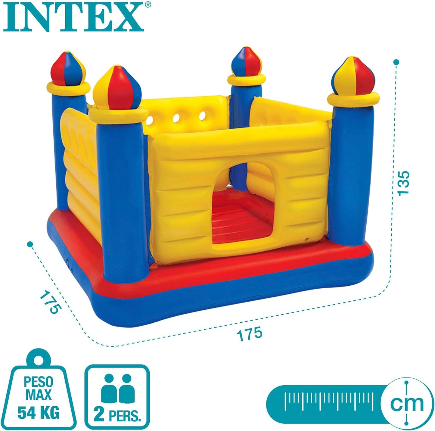 Intex Jump-O-Lene Castle Inflatable Bouncer, 175.3 X 175.3 X 134.6 Cm