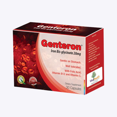 Vital Health Genteron Iron Bis-glycinate 28mg -30 capsules-