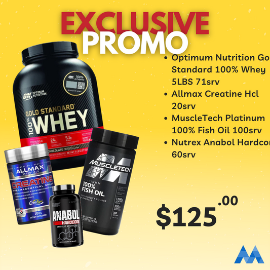 Whey Gold Standard + Anabol Hardcore + Creatine + FishOil