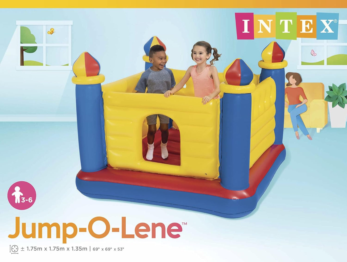 Intex Jump-O-Lene Castle Inflatable Bouncer, 175.3 X 175.3 X 134.6 Cm