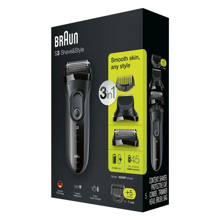 Braun Series 3 Shave & Style Shaver, Black/Grey