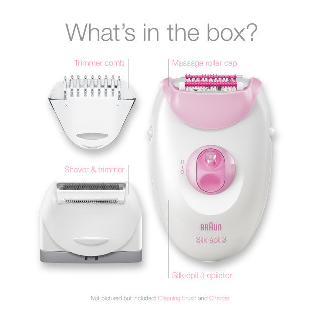 Braun Epilator, Silk·épil 3, Pink with 2 Extras