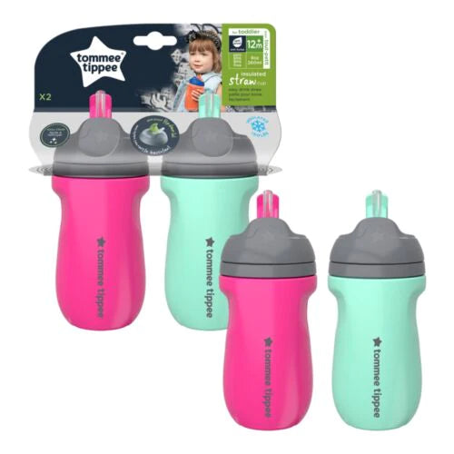 Tommee Tippee 2x Insulated Straw Pink, Mint