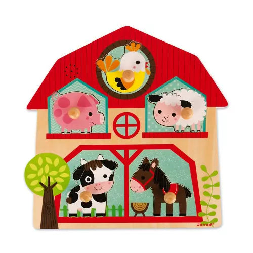 Janod Musical Puzzle the Friends of the Farm 5 pieces (wood)
