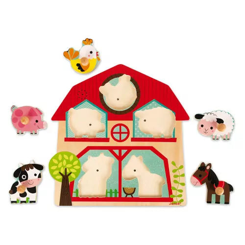 Janod Musical Puzzle the Friends of the Farm 5 pieces (wood)