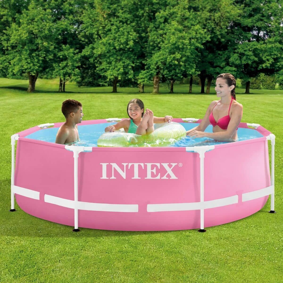 Intex Metal Frame surface mount pool - round - pink - 2.44 x H0.76 m
