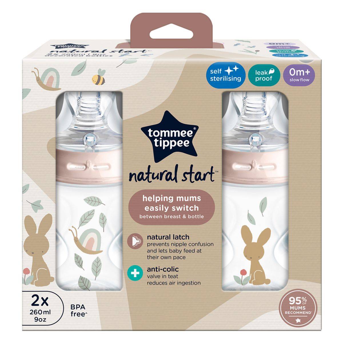 Tommee Tippee  2X 260ML Girl Bottles